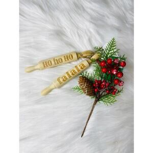 2 Mini Wood Holiday Rolling Pins